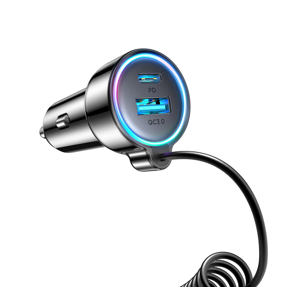 Incarcator Auto Cu Fir USB-C Joyroom JR-CL07, 90W, 3A, 1 x USB-A - 1 x USB-C, Negru