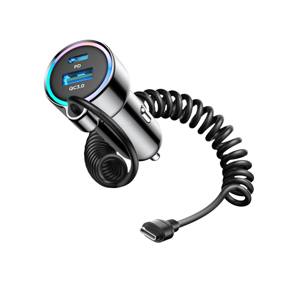 Incarcator Auto Cu Fir USB-C Joyroom JR-CL07, 90W, 3A, 1 x USB-A - 1 x USB-C, Negru