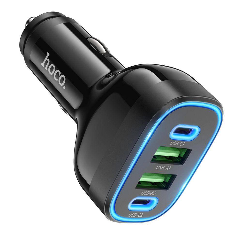 Car Charger HOCO Guide NZ11, 72W, 3A, 2 x USB-A - 2 x USB-C, Black 