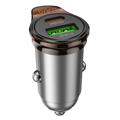 Incarcator Auto HOCO NZ16A, 43W, 3A, 1 x USB-A - 1 x USB-C, Gri