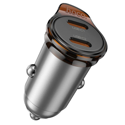 Incarcator Auto HOCO NZ16B, 45W, 3A, 2 x USB-C, Gri