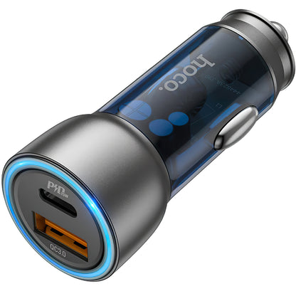 Incarcator Auto HOCO NZ8, 43W, 3A, 1 x USB-A - 1 x USB-C, Albastru