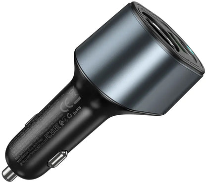 Incarcator Auto HOCO Z56, 35W, 3A, 1 x USB-A - 1 x USB-C - 1 x Extensie Bricheta, Negru