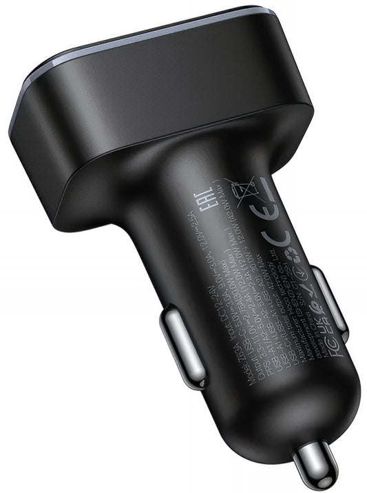 Incarcator Auto HOCO Z63A Display, 42W, 3A, 1 x USB-C - 2 x USB-A, Negru