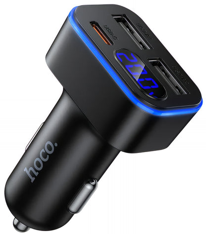 Incarcator Auto HOCO Z63A Display, 42W, 3A, 1 x USB-C - 2 x USB-A, Negru