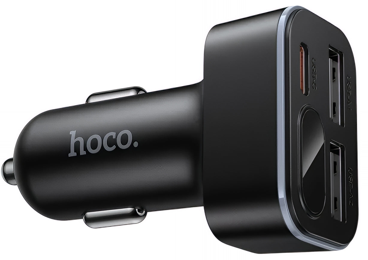 Incarcator Auto HOCO Z63A Display, 42W, 3A, 1 x USB-C - 2 x USB-A, Negru