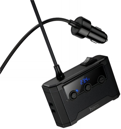 Incarcator Auto HOCO Z64, 15.5W, 3.1A, 2 x USB-A - 2 x USB-C - 3 x Extensie Bricheta, Negru
