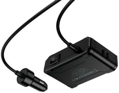 Incarcator Auto HOCO Z64, 15.5W, 3.1A, 2 x USB-A - 2 x USB-C - 3 x Extensie Bricheta, Negru