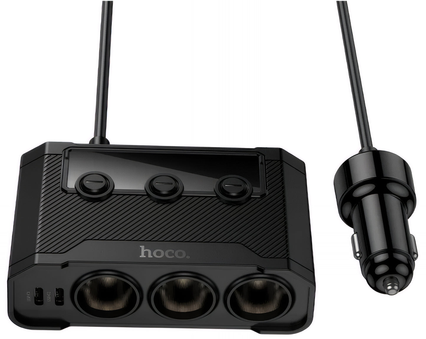Incarcator Auto HOCO Z64, 15.5W, 3.1A, 2 x USB-A - 2 x USB-C - 3 x Extensie Bricheta, Negru
