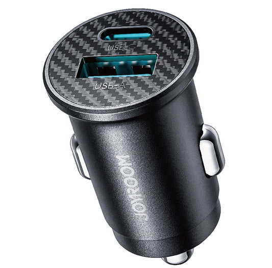 Incarcator Auto Joyroom JR-CCN16 Mini, 12W, 2.4A, 1 x USB-A - 1 x USB-C, Negru