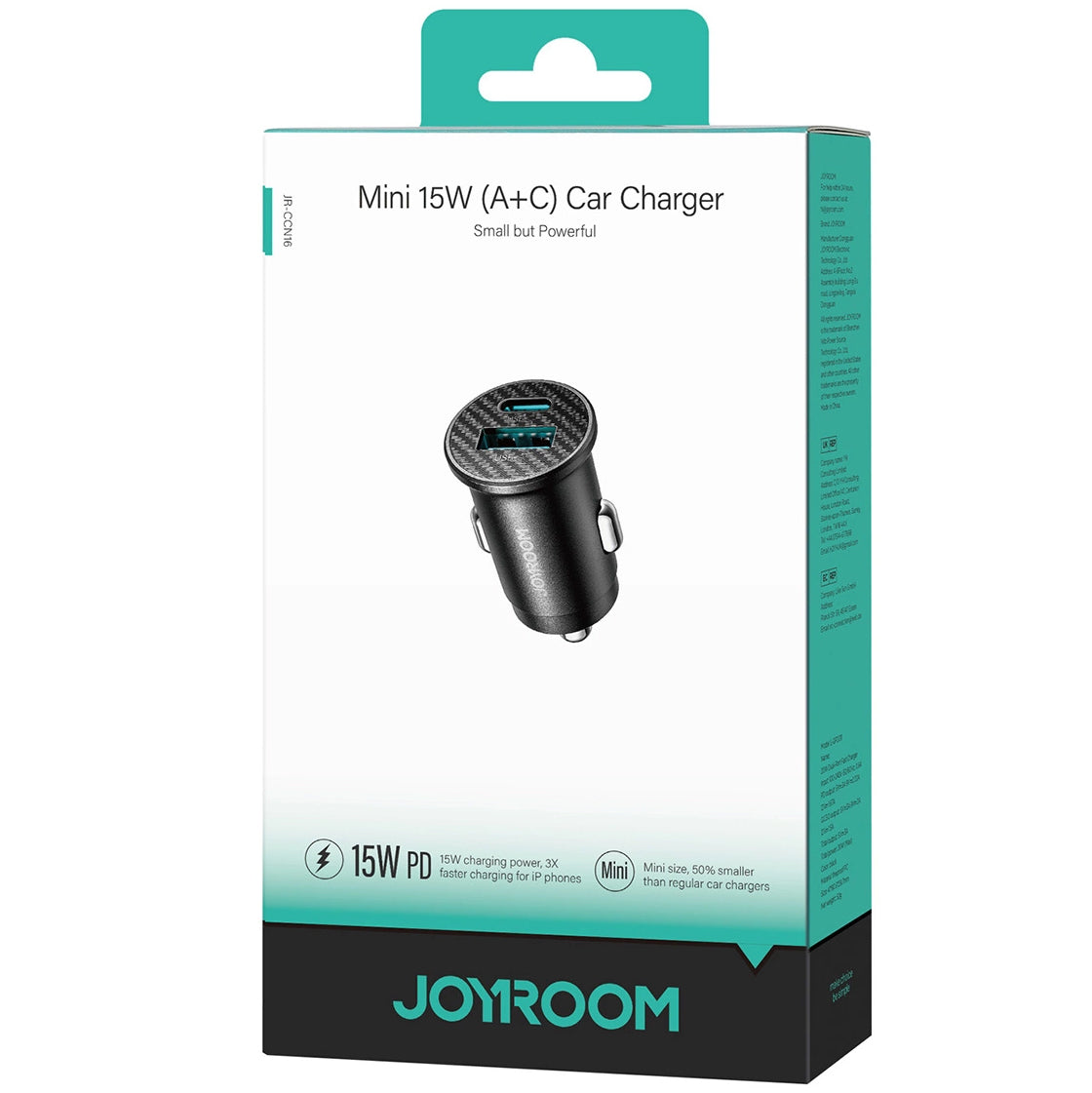 Incarcator Auto Joyroom JR-CCN16 Mini, 12W, 2.4A, 1 x USB-A - 1 x USB-C, Negru