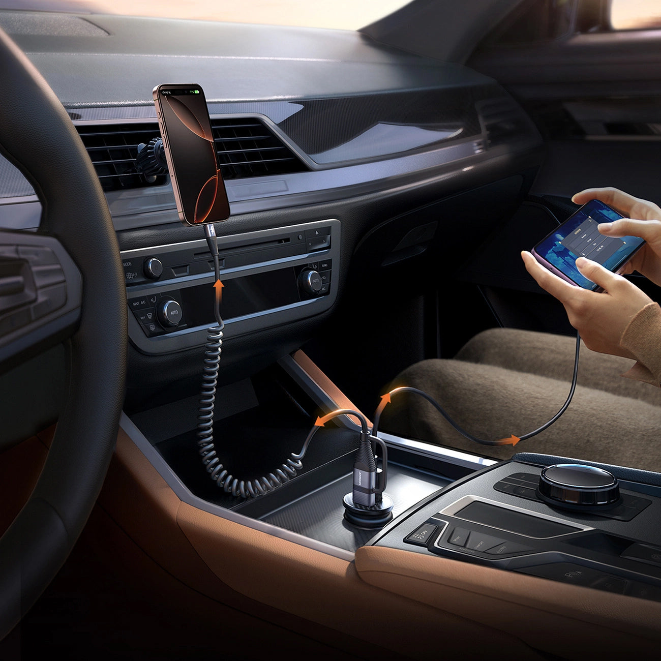 Incarcator Auto Joyroom JR-CCN16 Mini, 12W, 2.4A, 1 x USB-A - 1 x USB-C, Negru