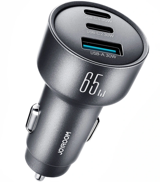 Incarcator Auto Joyroom JR-CCN19, 65W, 1 x USB-A - 2 x USB-C, Gri