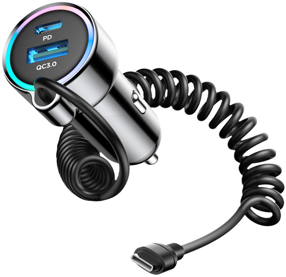 Incarcator Auto Cu Fir USB-C Joyroom JR-CL07, 72W, 3A, 1 x USB-A - 1 x USB-C, Negru