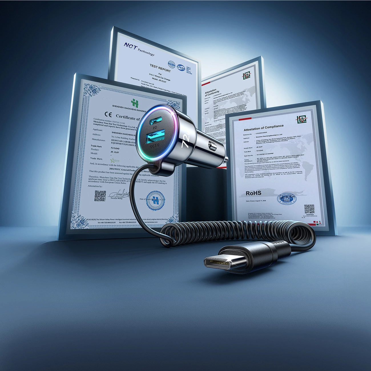 Incarcator Auto Cu Fir USB-C Joyroom JR-CL07, 72W, 3A, 1 x USB-A - 1 x USB-C, Negru