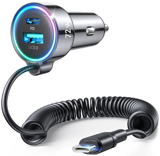 Incarcator Auto Cu Fir USB-C Joyroom JR-CL07, 72W, 3A, 1 x USB-A - 1 x USB-C, Negru