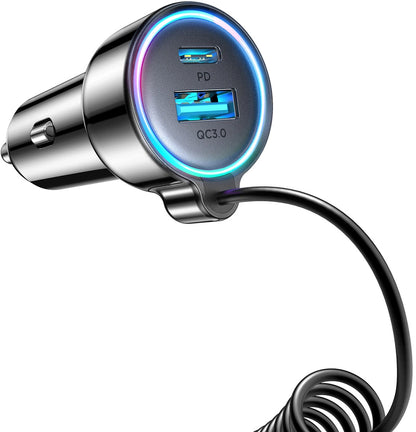 Incarcator Auto Cu Fir USB-C Joyroom JR-CL07, 72W, 3A, 1 x USB-A - 1 x USB-C, Negru