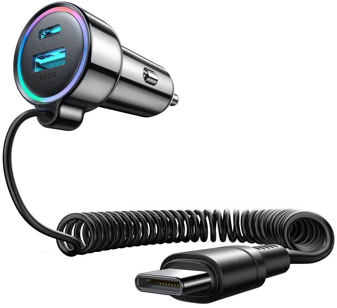 Incarcator Auto Cu Fir USB-C Joyroom JR-CL07, 72W, 3A, 1 x USB-A - 1 x USB-C, Negru