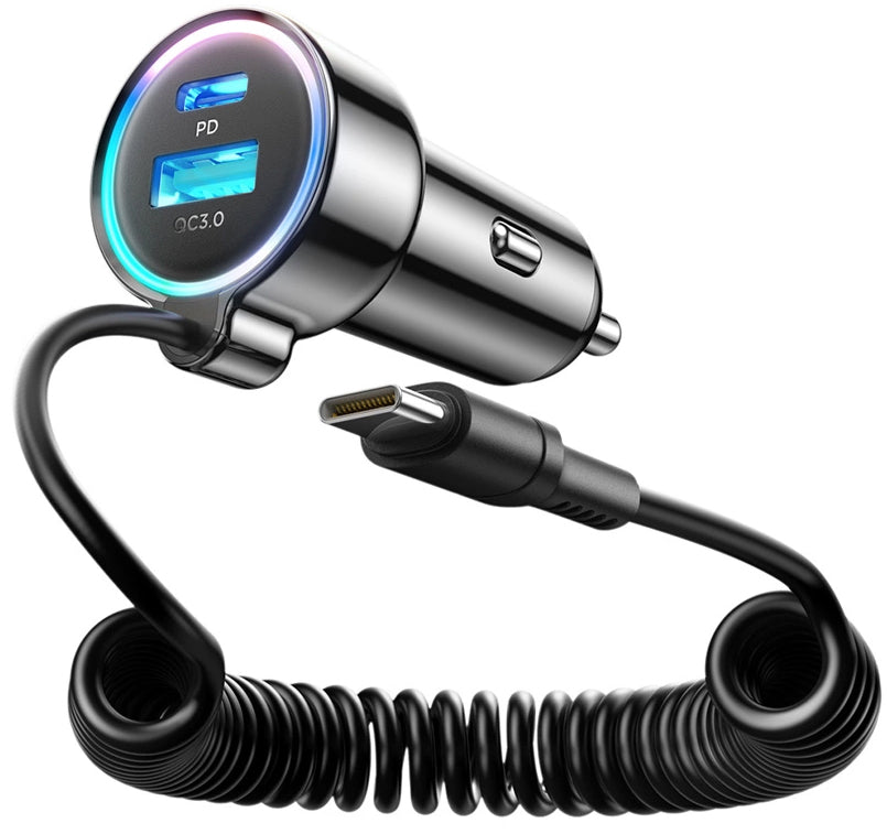 Incarcator Auto Cu Fir USB-C Joyroom JR-CL07, 72W, 3A, 1 x USB-A - 1 x USB-C, Negru