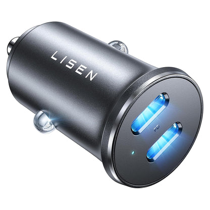 Incarcator Auto Lisen, 45W, 3A, 2 x USB-C, Negru YL0223080007