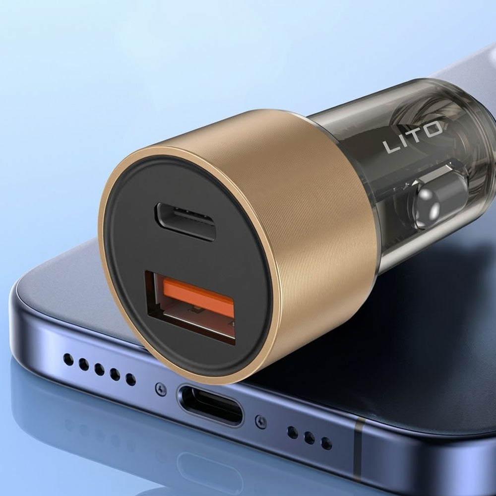 Incarcator Auto Lito IN-C04, 52W, 3A, 1 x USB-A - 1 x USB-C, Negru