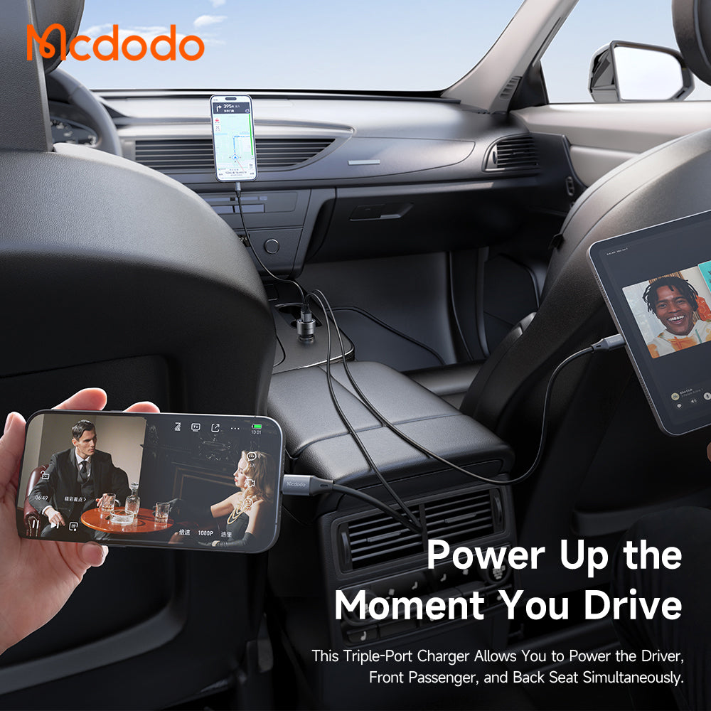 Incarcator Auto McDodo CC-3110 Gana, 90W, 3A, 1 x USB-A - 2 x USB-C, Negru
