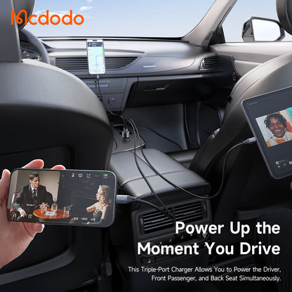 Incarcator Auto McDodo CC-3110 Gana, 90W, 3A, 1 x USB-A - 2 x USB-C, Negru