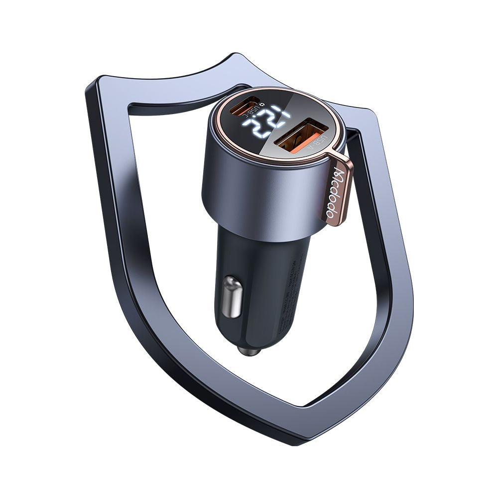 Incarcator Auto McDodo CC-3690 Venus Display, 75W, 3A, 1 x USB-A - 1 x USB-C, Negru