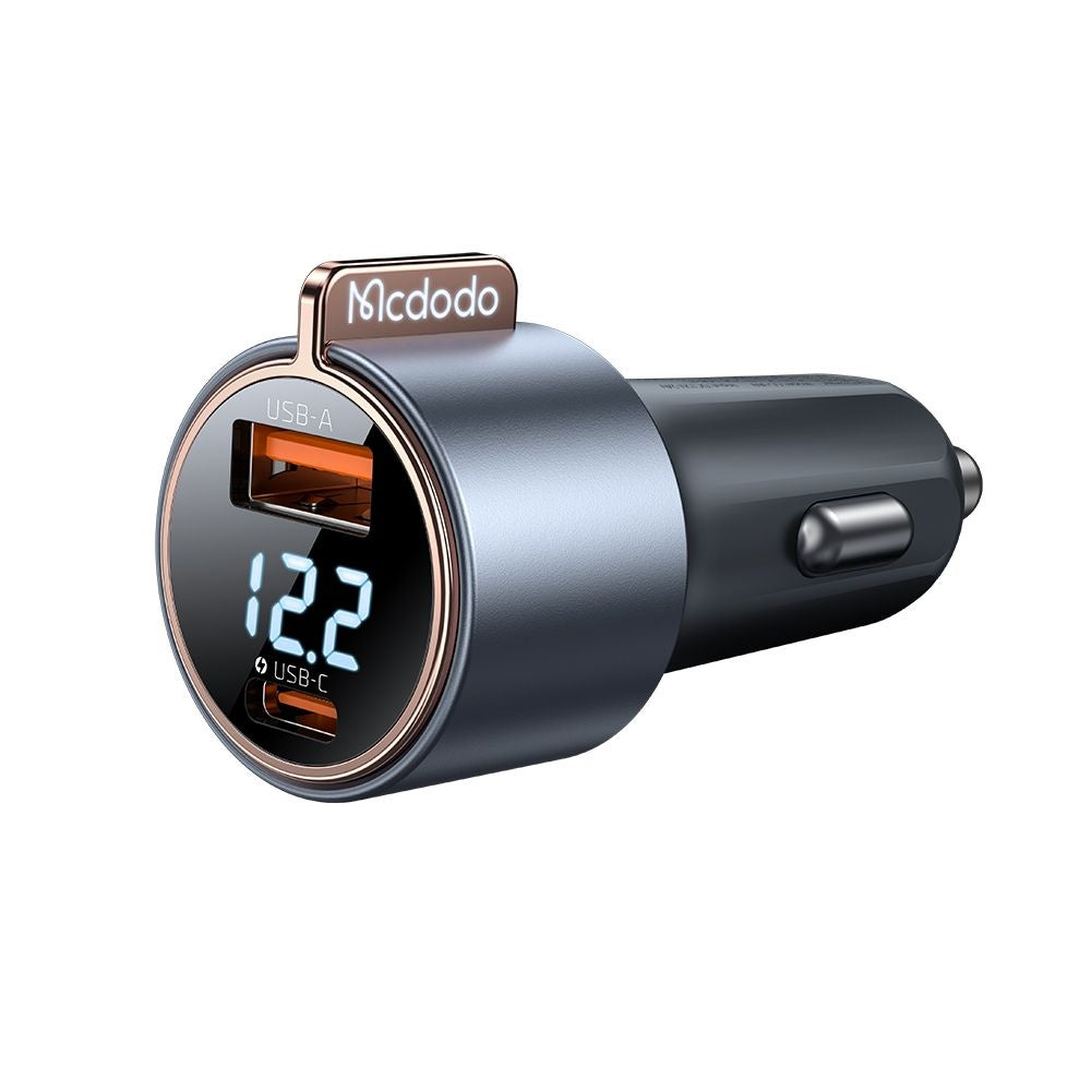 Incarcator Auto McDodo CC-3690 Venus Display, 75W, 3A, 1 x USB-A - 1 x USB-C, Negru
