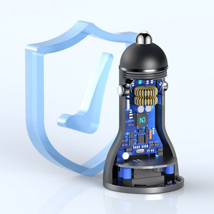 Incarcator Auto McDodo CC-5670 Display, 95W, 5A, 1 x USB-A - 1 x USB-C, Negru