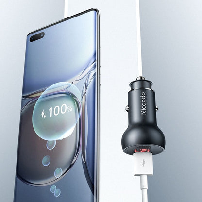 Incarcator Auto McDodo CC-7030 Display, 45W, 5A, 1 x USB-A - 1 x USB-C, Negru