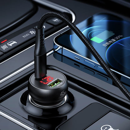 Incarcator Auto McDodo CC-7030 Display, 45W, 5A, 1 x USB-A - 1 x USB-C, Negru