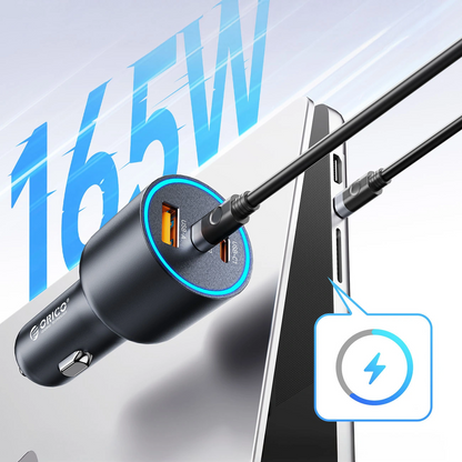Incarcator Auto Orico HyperDrive, 165W, 5A, 1 x USB-A - 2 x USB-C, Negru