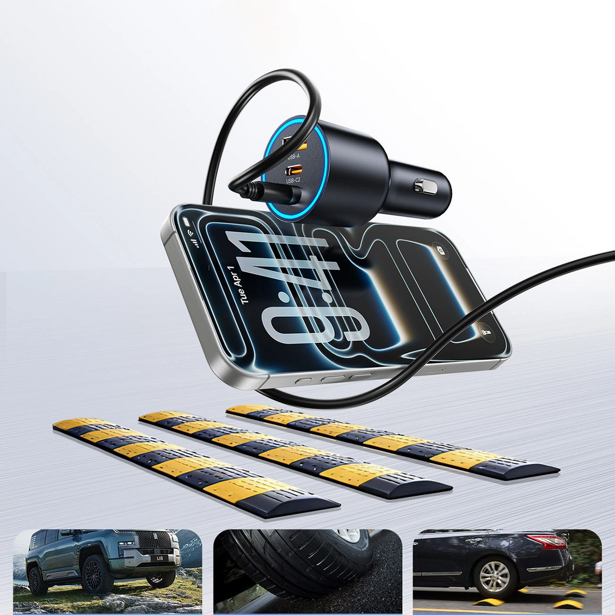Incarcator Auto Orico HyperDrive, 165W, 5A, 1 x USB-A - 2 x USB-C, Negru