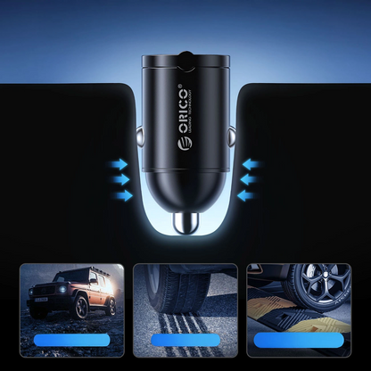 Incarcator Auto Orico MiniRing, 30W, 3A, 2 x USB-C, Negru