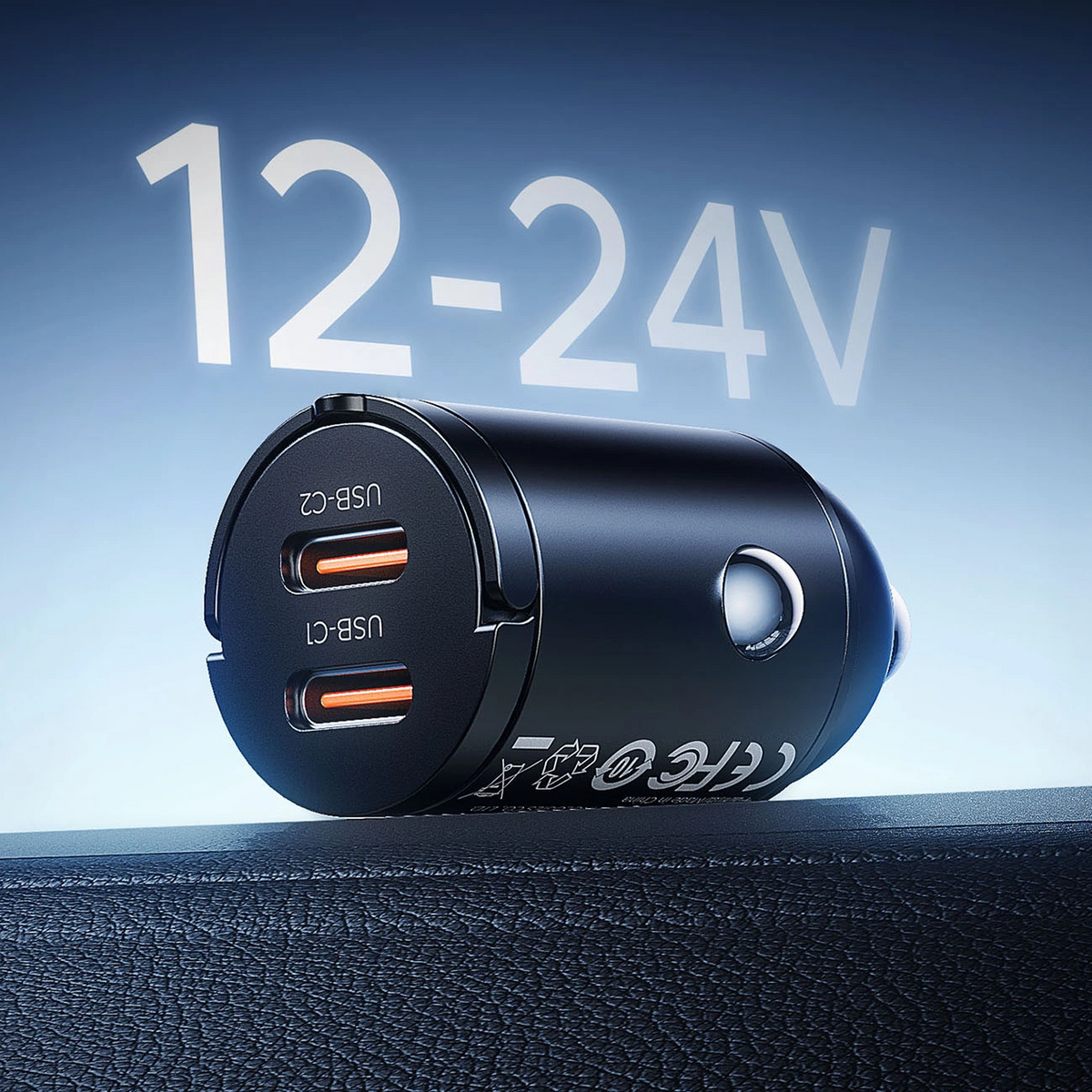 Incarcator Auto Orico MiniRing, 30W, 3A, 2 x USB-C, Negru