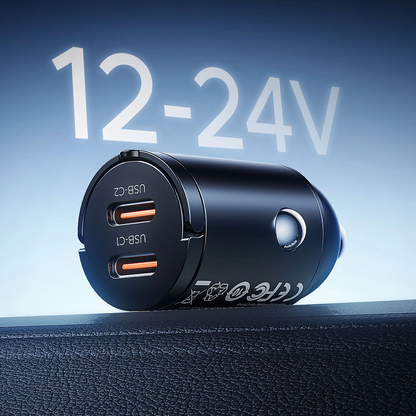 Incarcator Auto Orico MiniRing, 30W, 3A, 2 x USB-C, Negru
