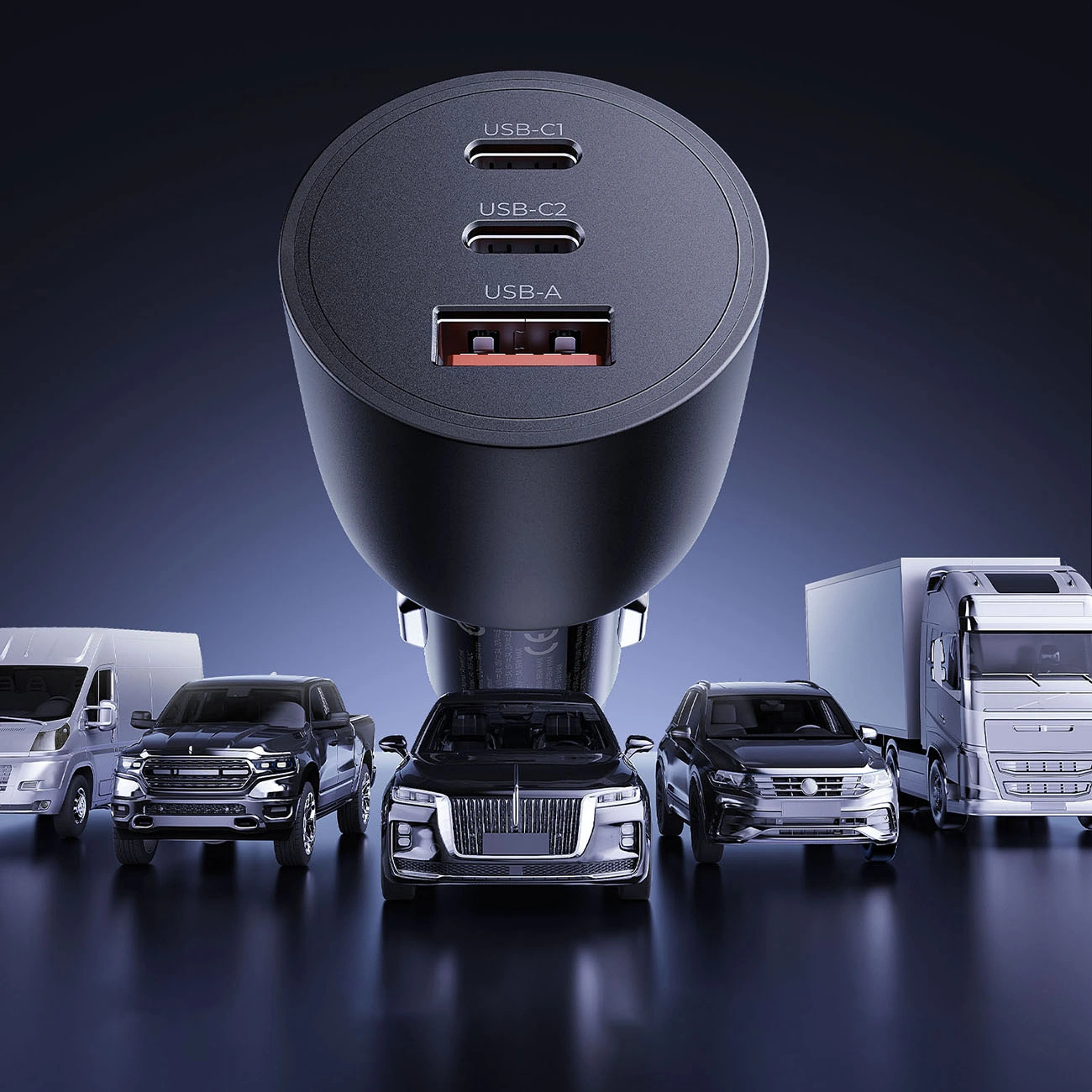 Incarcator Auto Orico PowerLink, 165W, 5A, 1 x USB-A - 2 x USB-C, Negru