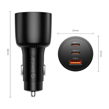 Incarcator Auto Orico PowerLink, 165W, 5A, 1 x USB-A - 2 x USB-C, Negru