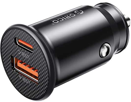 Incarcator Auto Orico PowerMini, 30W, 3A, 1 x USB-A - 1 x USB-C, Negru