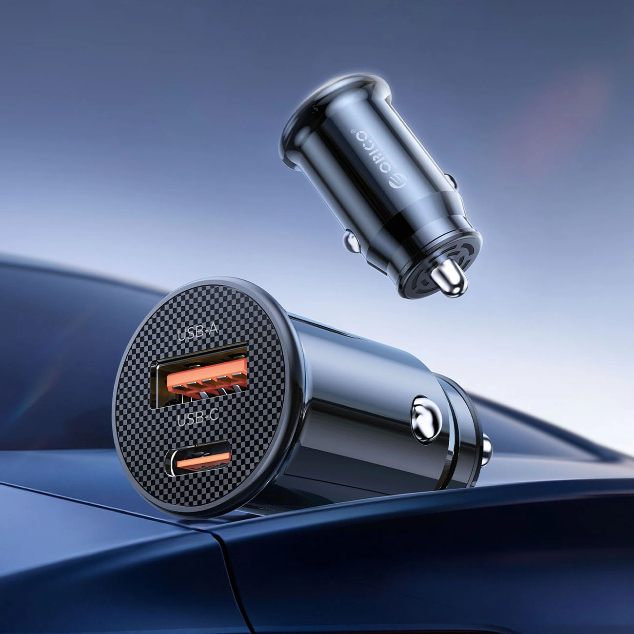 Incarcator Auto Orico PowerMini, 30W, 3A, 1 x USB-A - 1 x USB-C, Negru