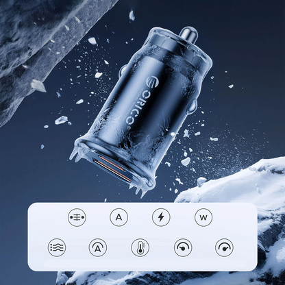 Incarcator Auto Orico PowerMini, 30W, 3A, 1 x USB-A - 1 x USB-C, Negru