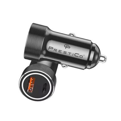 Incarcator Auto Prestico K2A, 20W, 3A, 1 x USB-A - 1 x USB-C, Negru