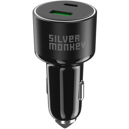 Ładowarka samochodowa Silver Monkey SMA014, 100W, 3A, 1 x USB-A - 1 x USB-C, czarna 