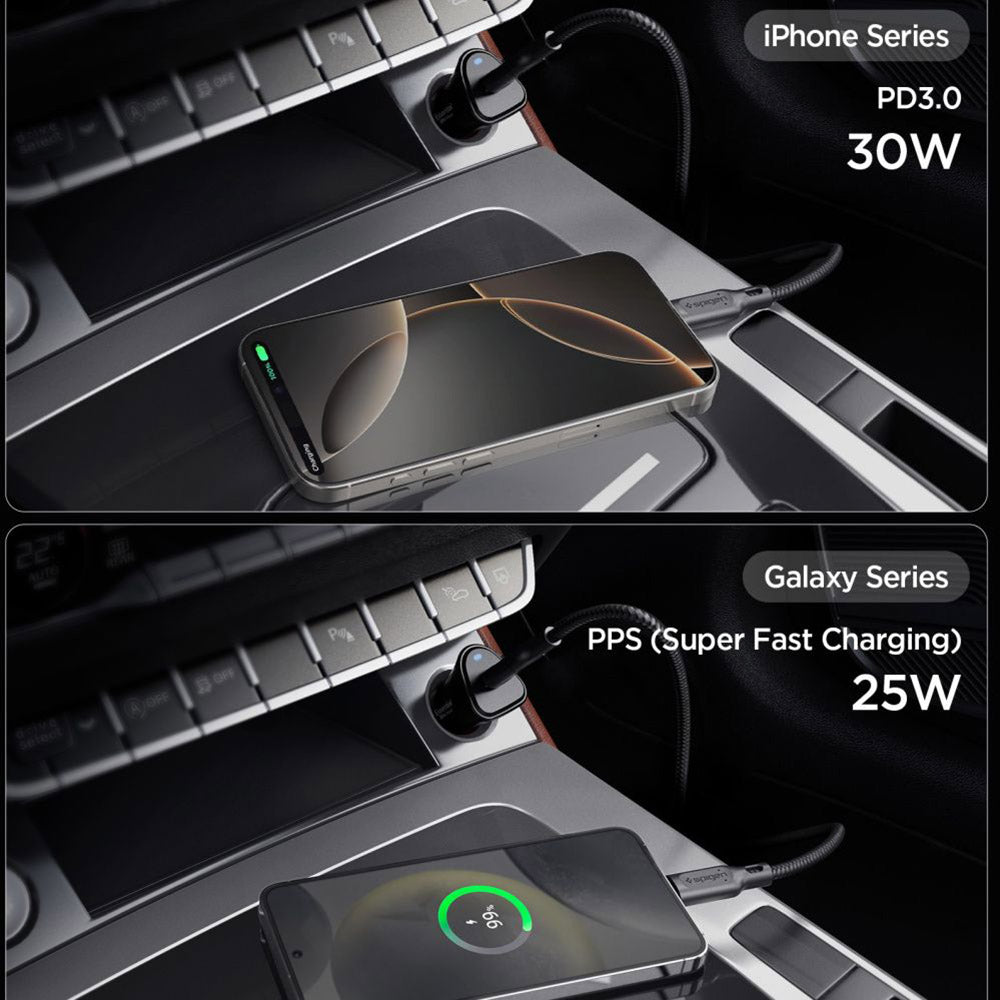 Incarcator Auto Spigen EV301 Essential, 30W, 3A, 1 x USB-C, Negru