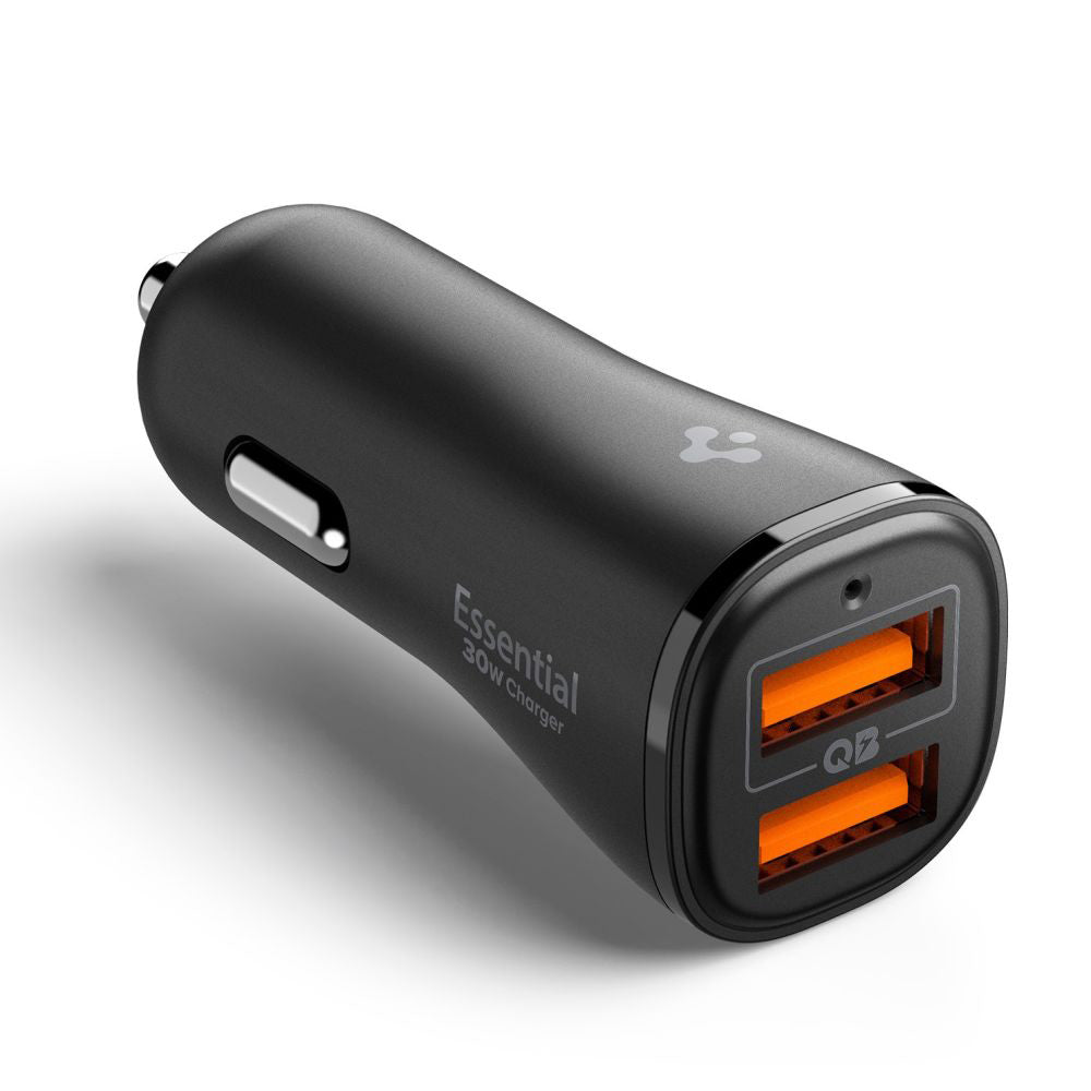 Incarcator Auto Spigen EV302 Essential, 30W, 3A, 2 x USB-A, Negru