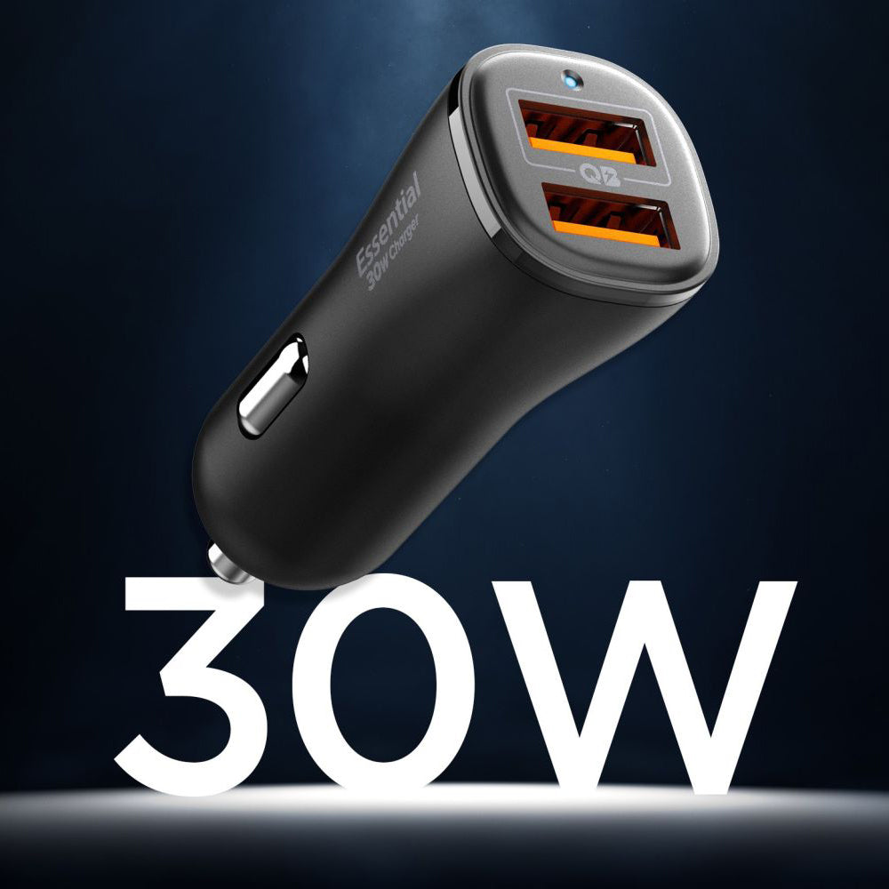 Incarcator Auto Spigen EV302 Essential, 30W, 3A, 2 x USB-A, Negru