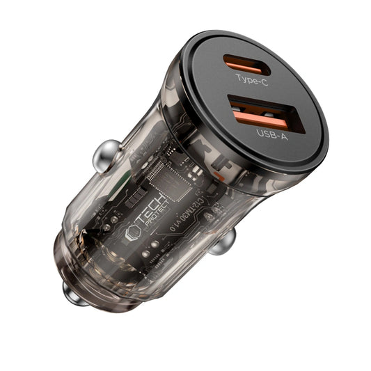 Incarcator Auto Tech-Protect CC01, 45W, 5A, 1 x USB-A - 1 x USB-C, Negru