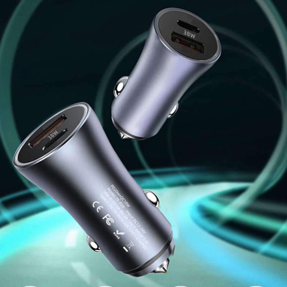 Incarcator Auto Techsuit C3 RescueVolt, 48W, 3A, 1 x USB-A - 1 x USB-C, Gri