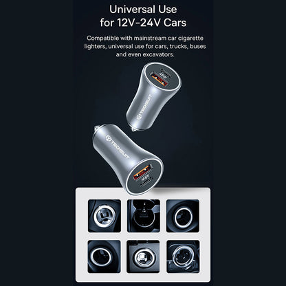 Incarcator Auto Techsuit C3 RescueVolt, 48W, 3A, 1 x USB-A - 1 x USB-C, Gri
